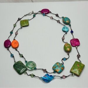 Premier Designs Long Multicolor Gemstone Necklace